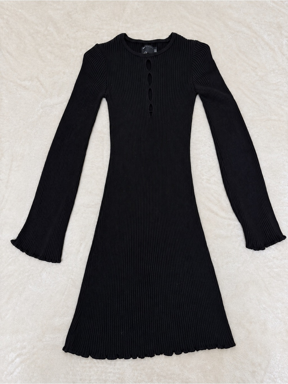 ASOS DESIGN Black Ribbed Knit Cutout Dress
